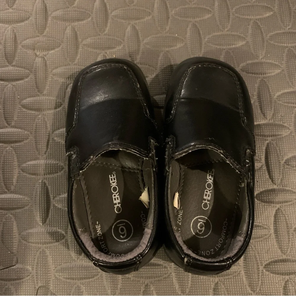 Dress Shoes Classic Black Kids Loafers Toddler Boys Size 6 Slip On Cherokee